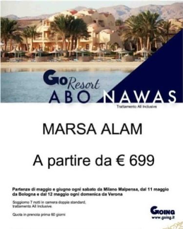 #OFFERTA #MarsaAlam Vieni a scoprire in agenzia maggiori dettagli sul Resort #AboNawas di #Going…