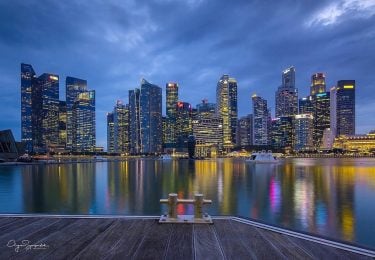 Singapore city scape . Blue hour view from Marina Bay Sand Park area. ————————————————————————…