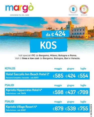 #Margò conviene più del Web. #KOS da 424€ con possibilità di aggiungere la #DestinationCard&hellip;