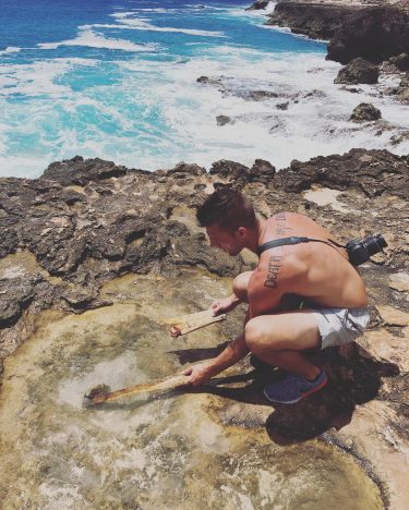 Me, saving all the fish friends (two triggers) who got tossed into a small…