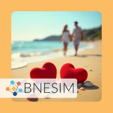 A happy couple enjoying a romantic getaway, surrounded by beautiful scenery, perfect for a blog feature on travel.